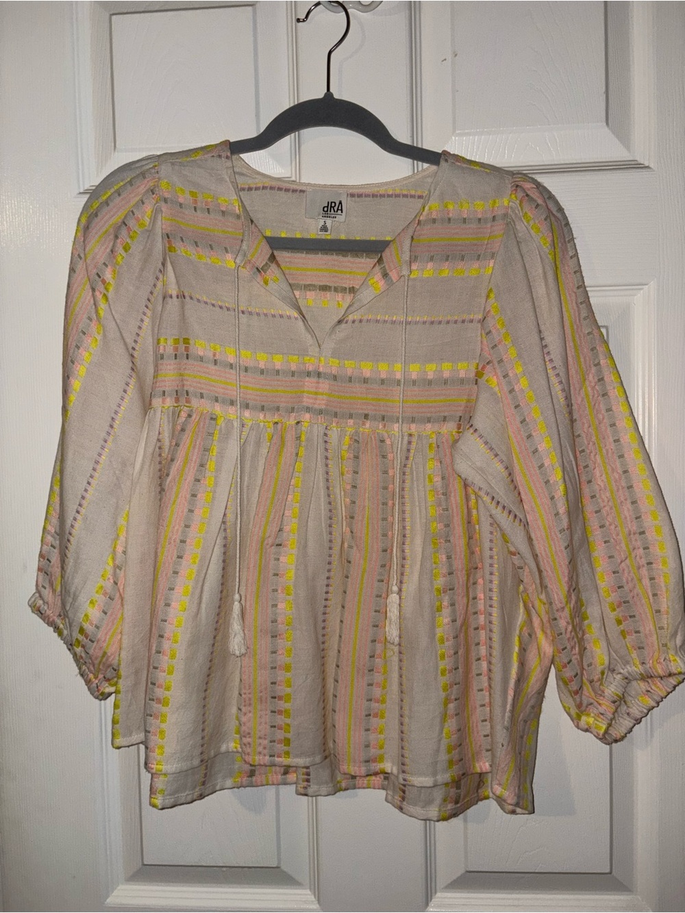 Ya Los Angeles Cream Tunic with Pink & Yellow Stripes